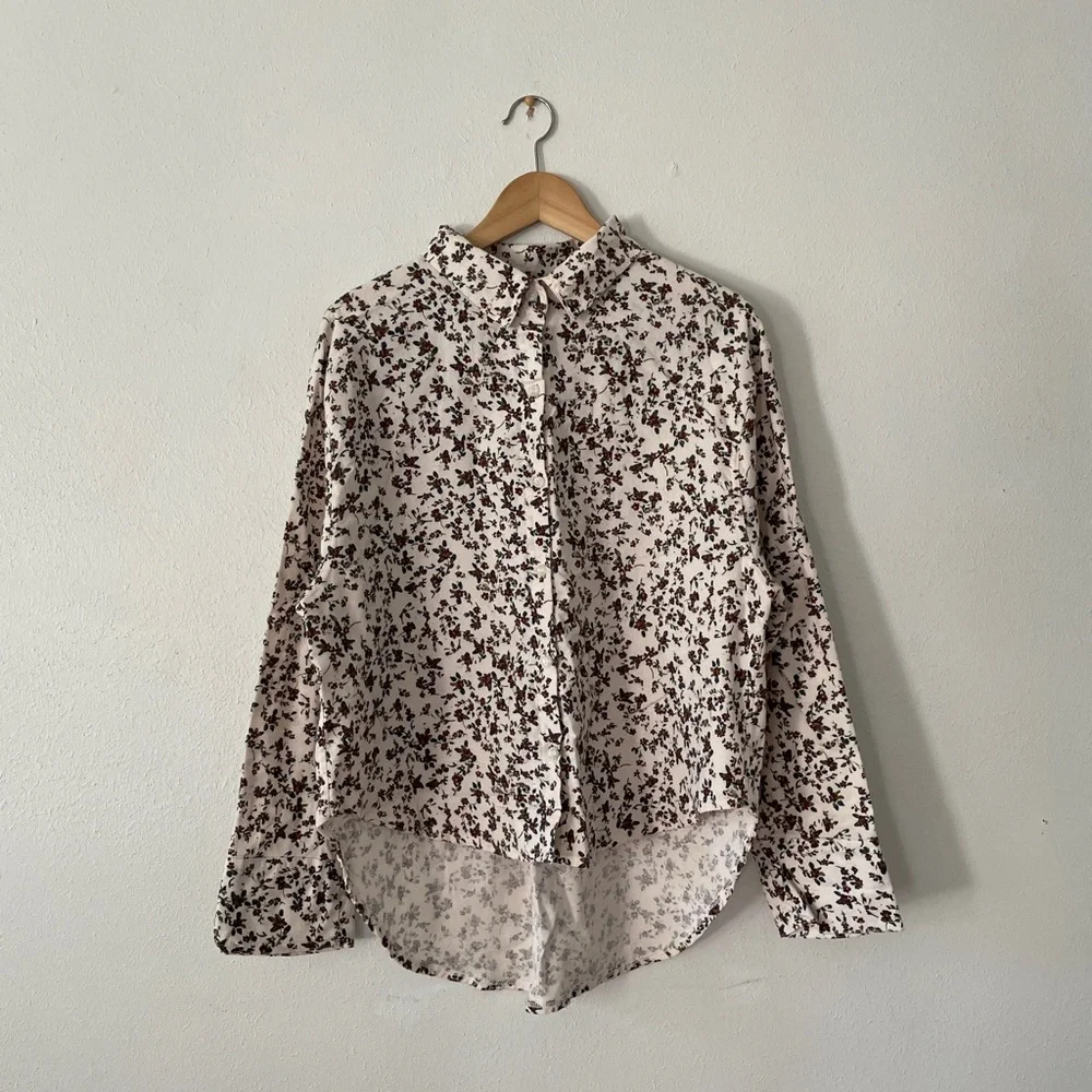 Free People Early Morning Ditsy Floral Flannel Button Up Shirt